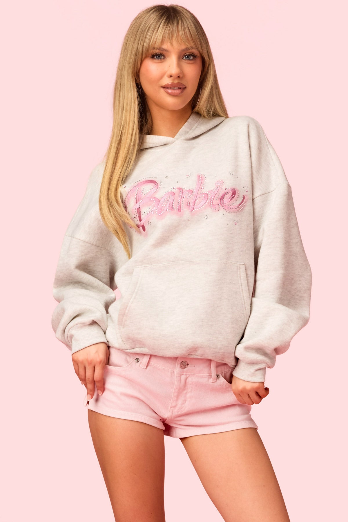 Barbie? Rhinestone Oversized Hoodie