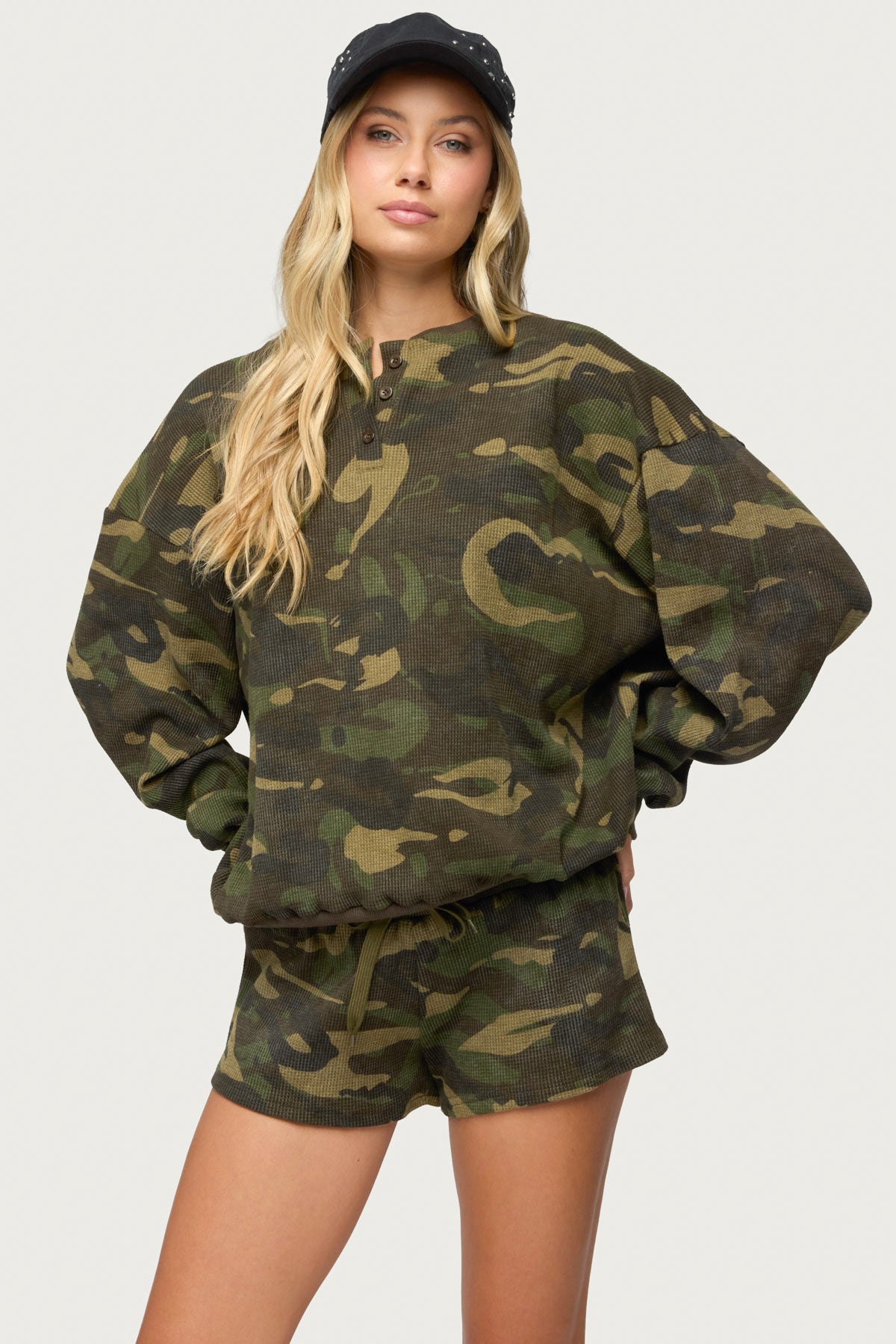 Baila Waffle Henley Top