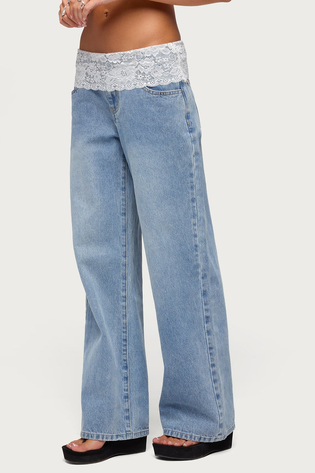 Lacey Foldover Low Rise Baggy Jeans