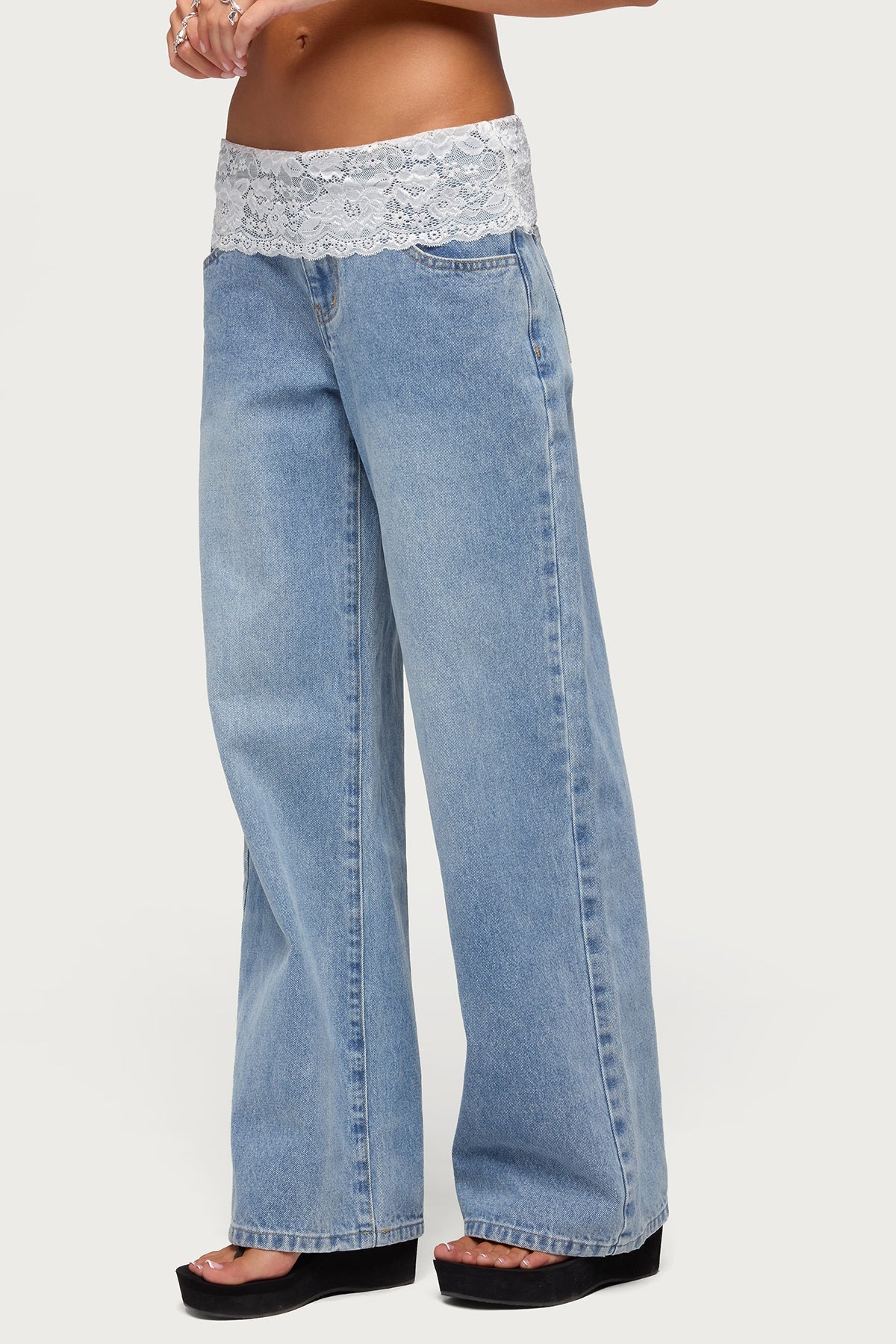 Lacey Foldover Low Rise Baggy Jeans