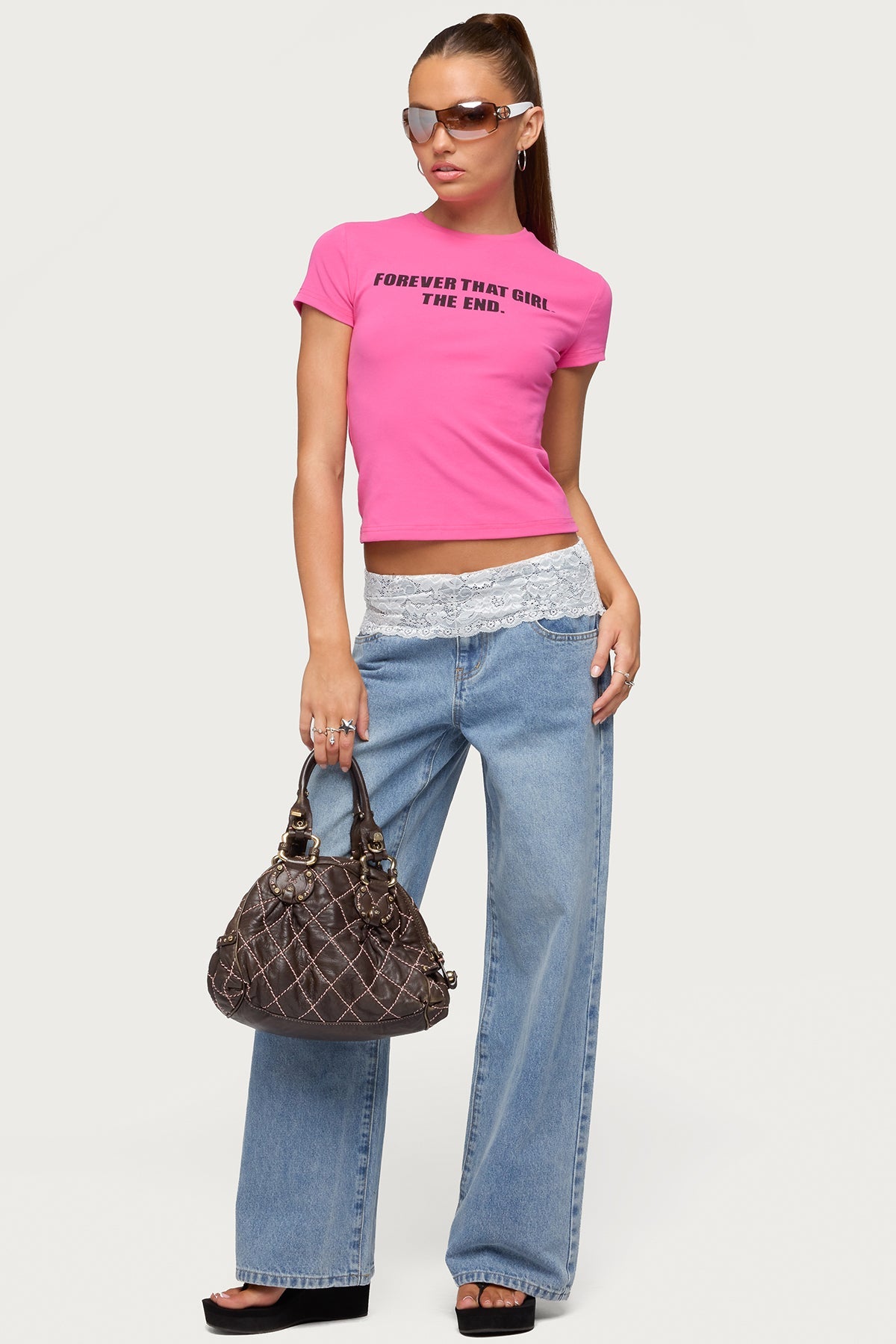 Lacey Foldover Low Rise Baggy Jeans