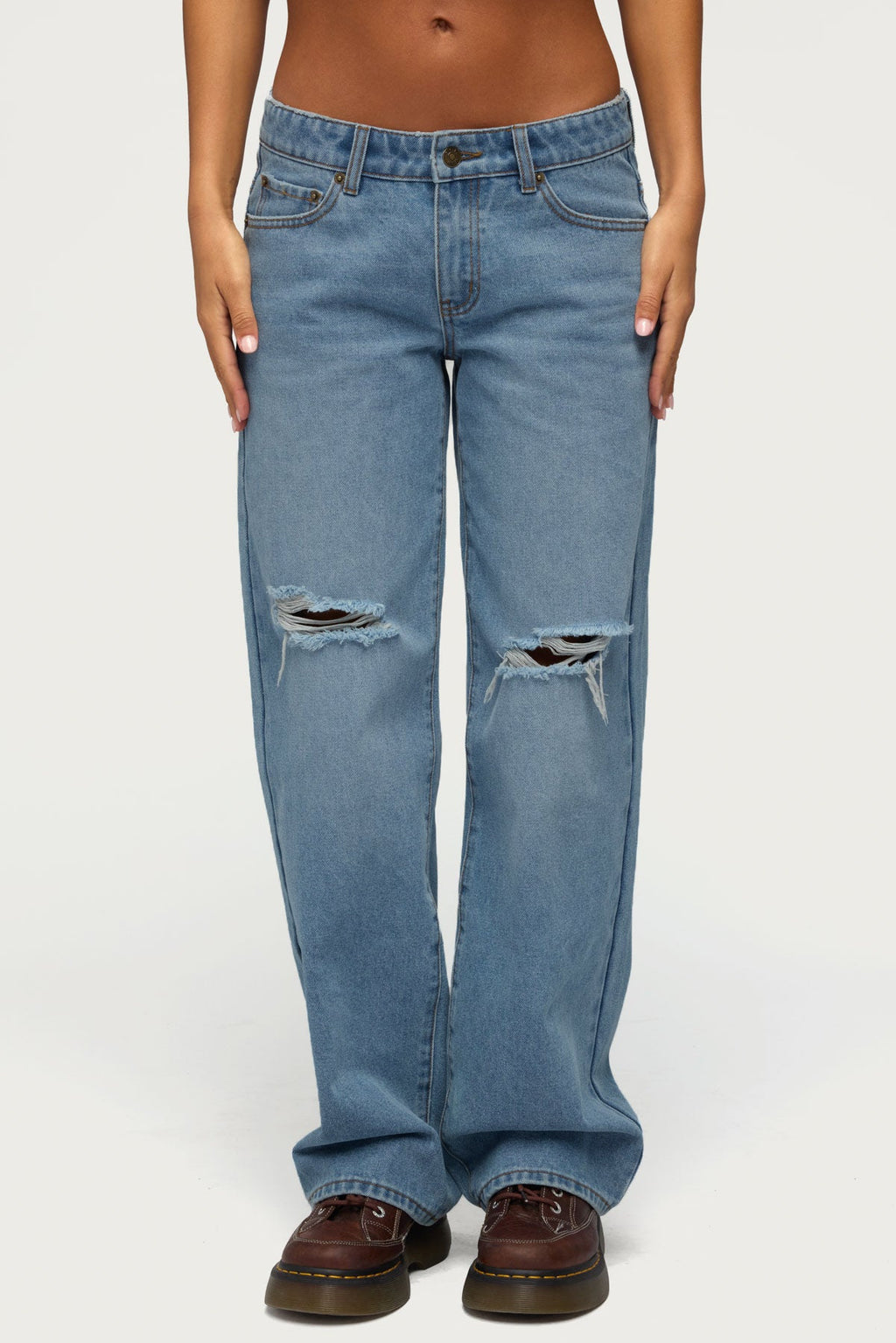 Juju Distressed Low Rise Baggy Jeans