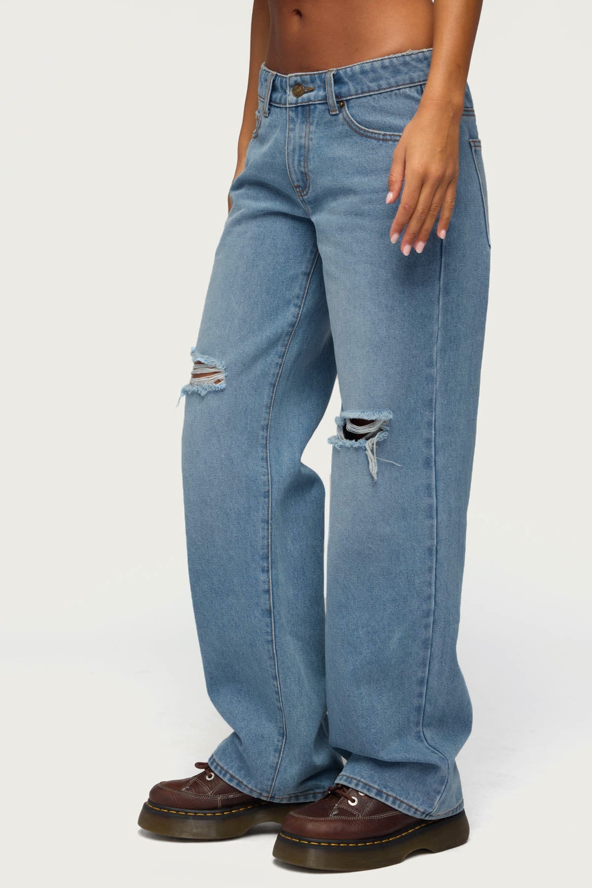 Juju Distressed Low Rise Baggy Jeans