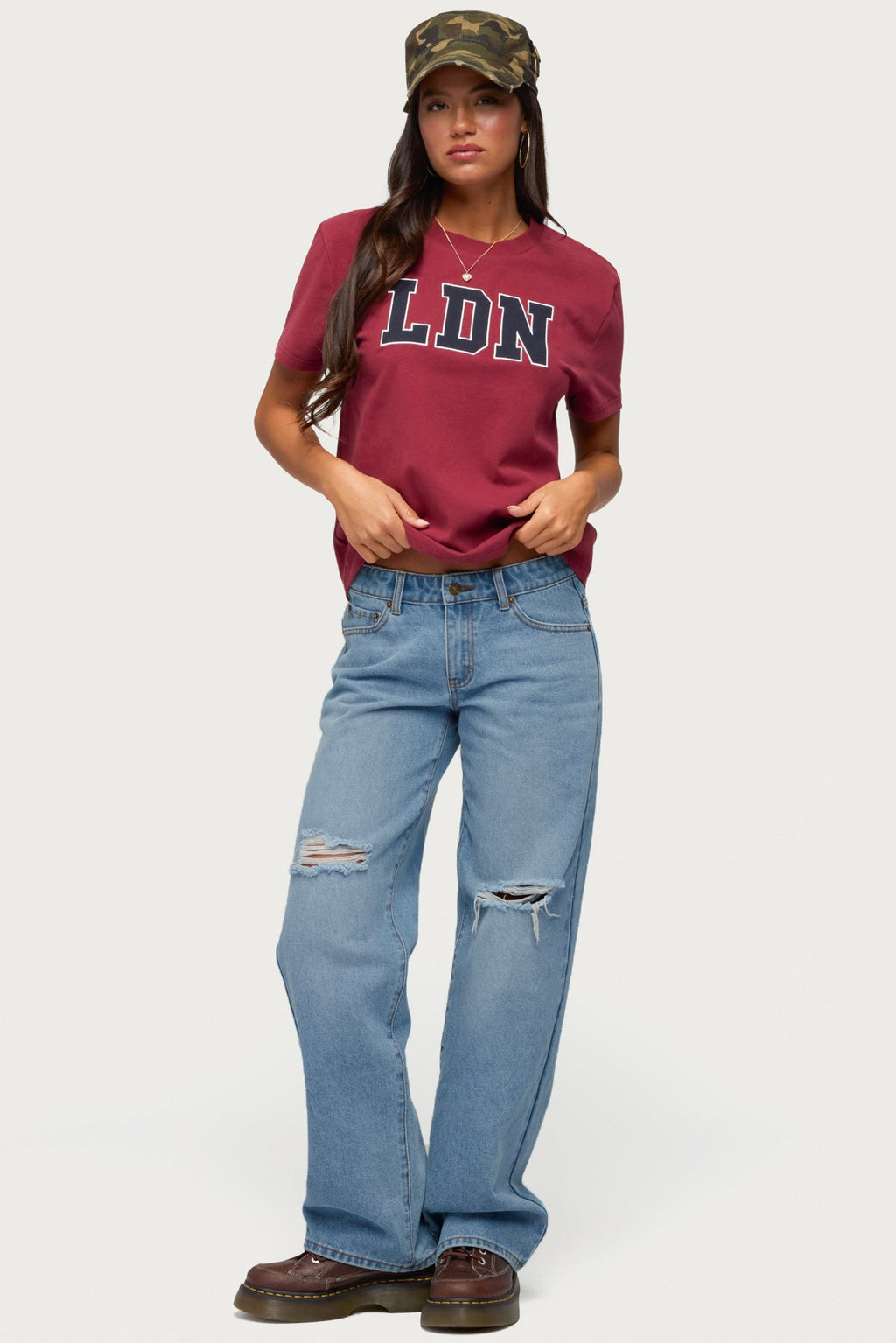 Juju Distressed Low Rise Baggy Jeans