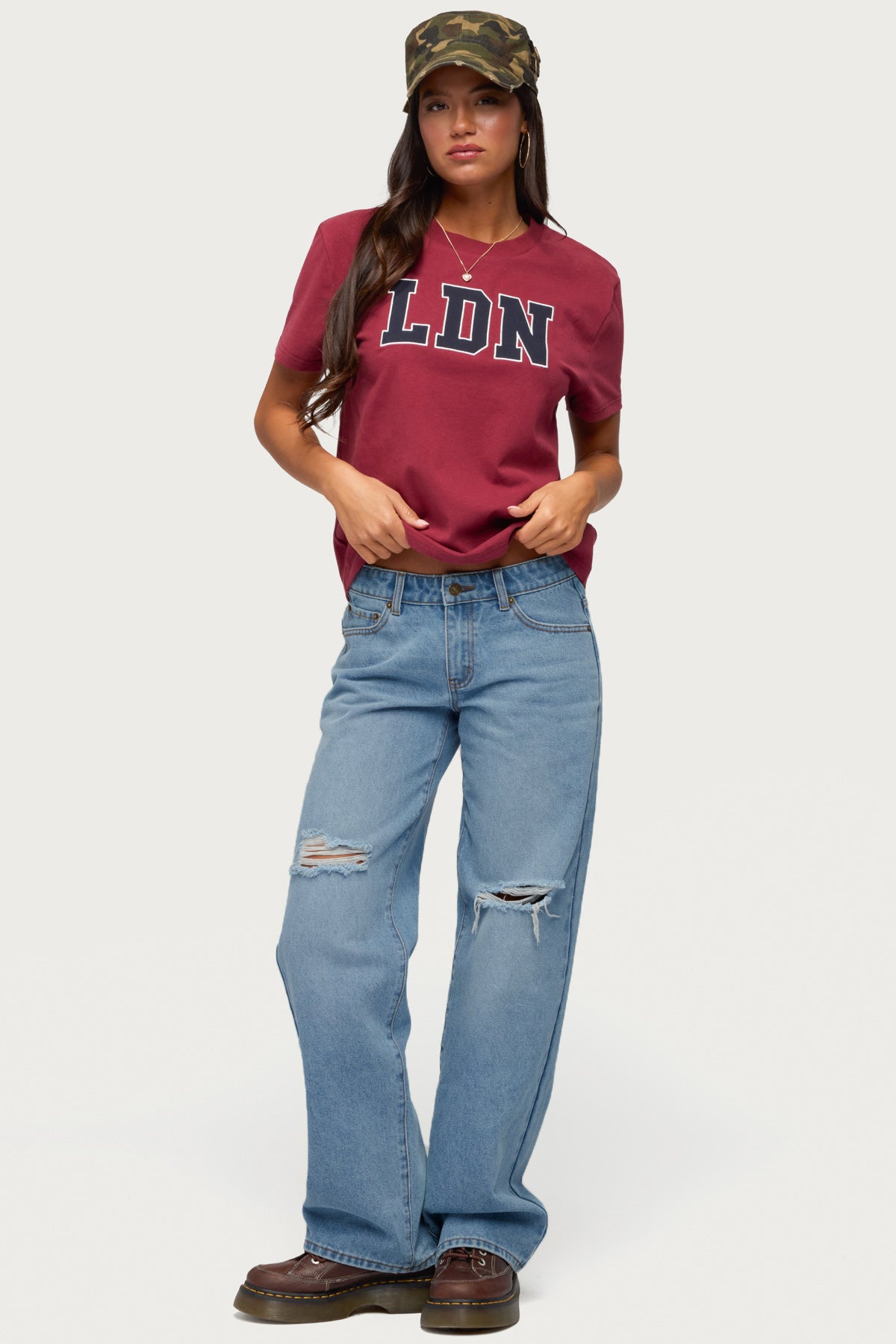 Juju Distressed Low Rise Baggy Jeans